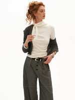 Soft Tie Neck Fitted Sleeve Top