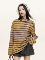 Retro Striped Relaxed Cotton T-Shirt