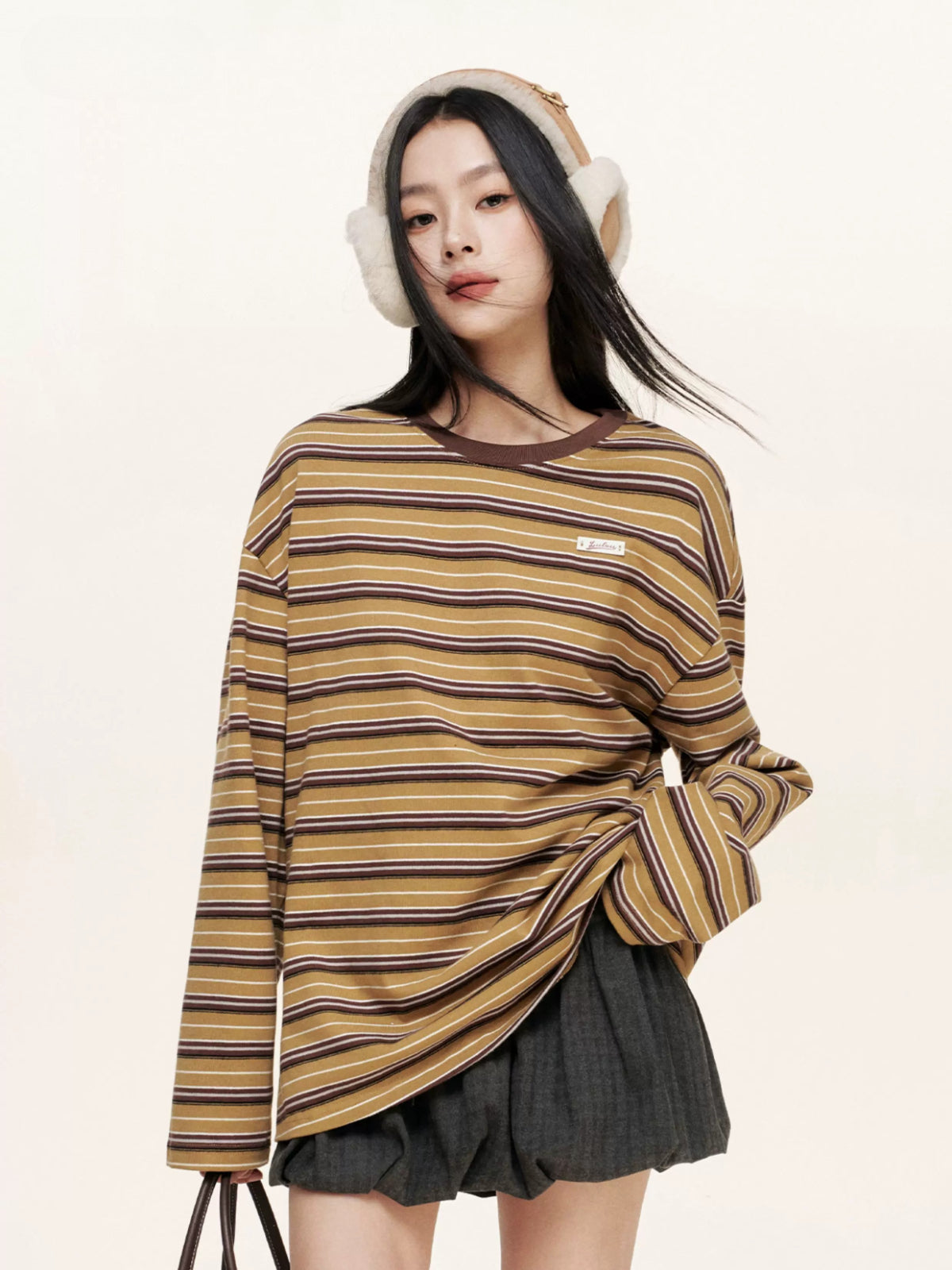 Retro Striped Relaxed Cotton T-Shirt