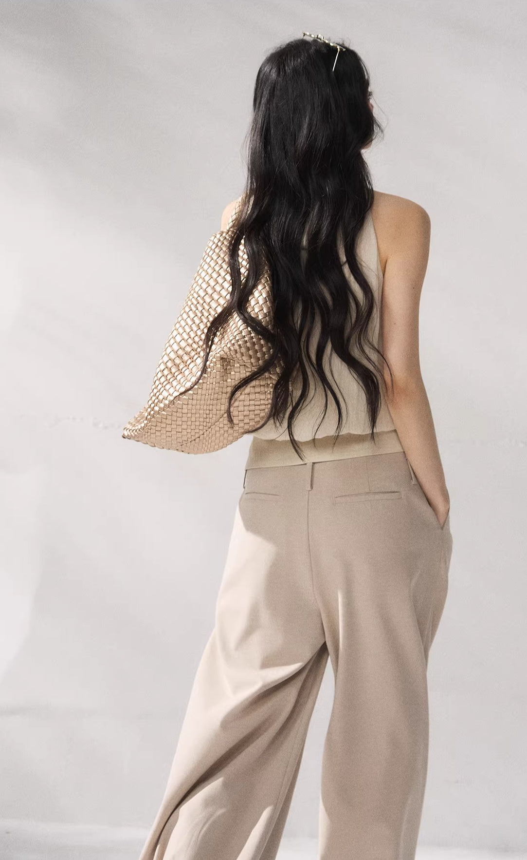 Khaki High Waist Wide Pants
