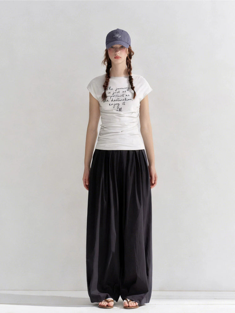 Embroidered Ruched T-Shirt