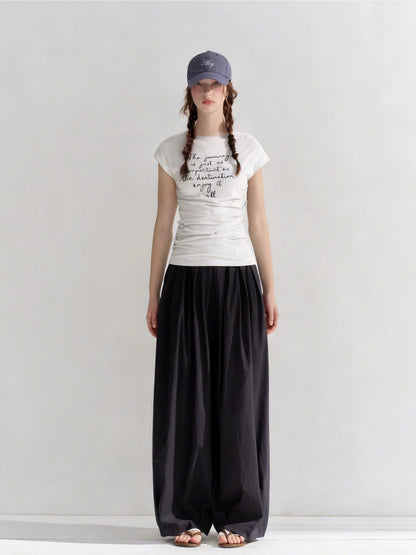 Embroidered Ruched T-Shirt