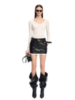 Rose Luna Mercerized Wool V-Neck Top