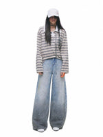 Gradient Whisker Wide Leg Jeans