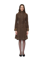 Detachable-Collar Wool-Blend Long Coat