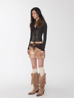 Vintage Deer Print Faux Fur Skirt