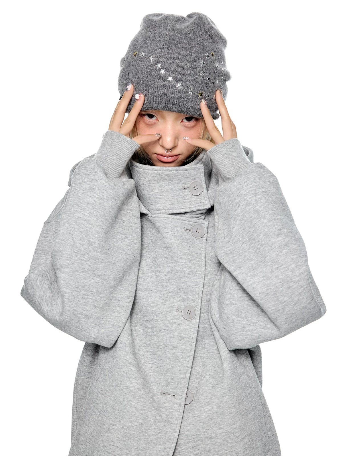 Academy Button Cropped Hoodie