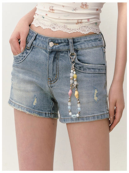 Rhinestone Embellished Denim Hotpants