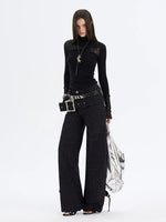 Lace Panel Turtleneck Top
