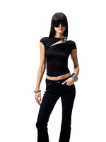 Knot-Pleated Slim-Fit Acetate T-shirt