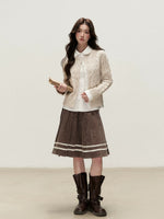 Peter Pan Collar Layered Knit Cardigan