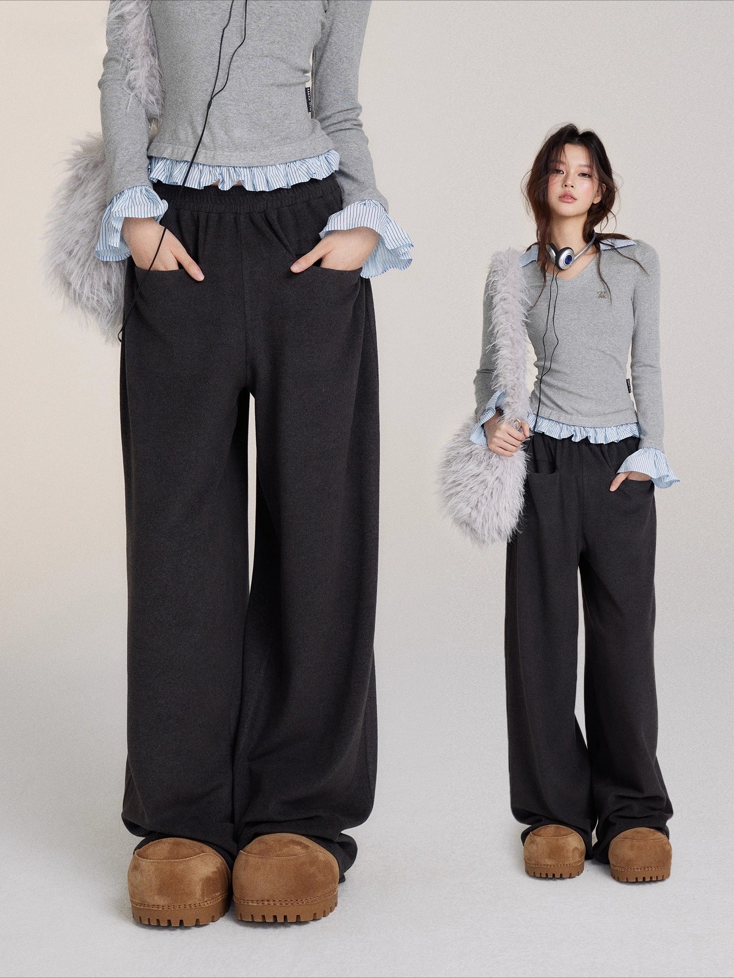 Cozy Pocket Casual Straight-Leg Trousers