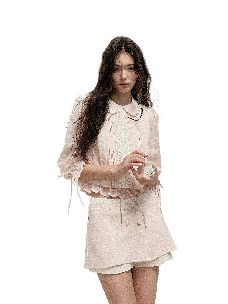 Pink Lace Shirt Skort Set