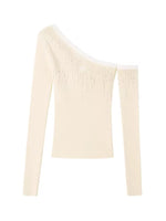 Rhinestone Asymmetric Knit Top