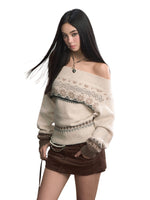 Fair Isle Color-Blocked Wool Blend Knit Top