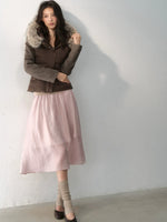 Vintage Layered Pleated Midi Skirt