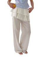 Layered Ruffle Wide-Leg Pants