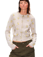 Floral Zip Knit Cardigan