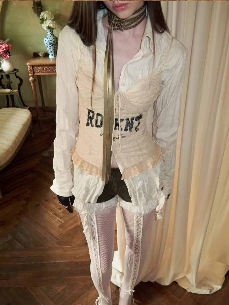 Ruffled Panel Pleated Shirt