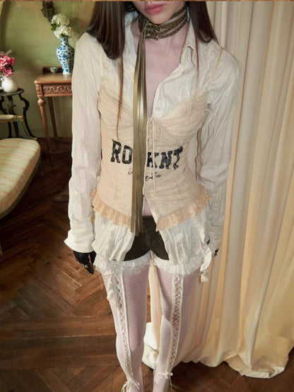 Ruffled Panel Pleated Shirt