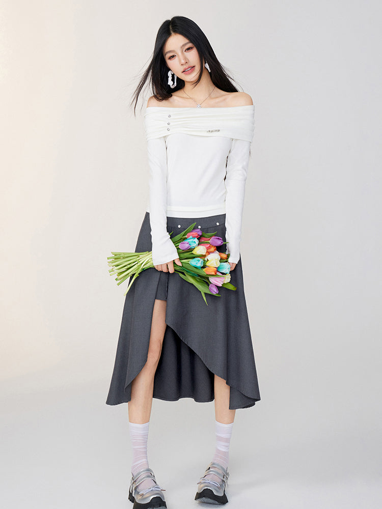 Off-Shoulder Two-Tone Top