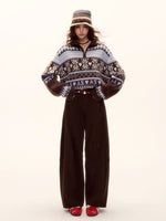 Belted Contrast Stitch Denim Pants