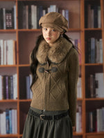 Vintage Cable Knit Fur Cardigan