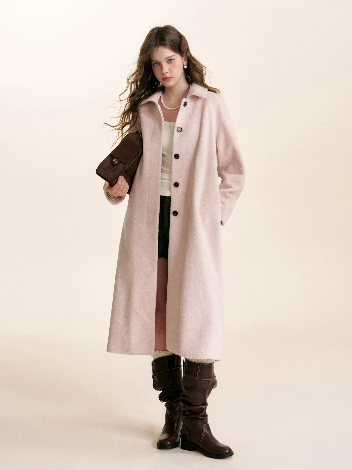 Pink Wool Blend Coat