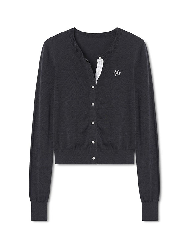 Light Blue &amp; Gray Midier Knit Cardigan