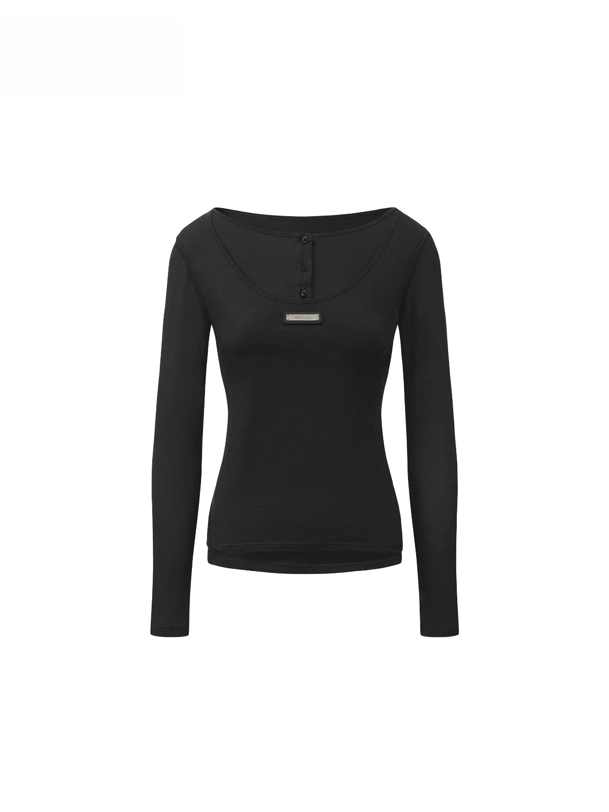 Layered Metal Tag Slim Fit T-Shirt
