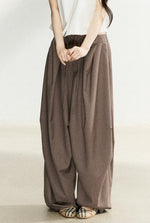 Dark Brown Pleated Wide Leg Pants
