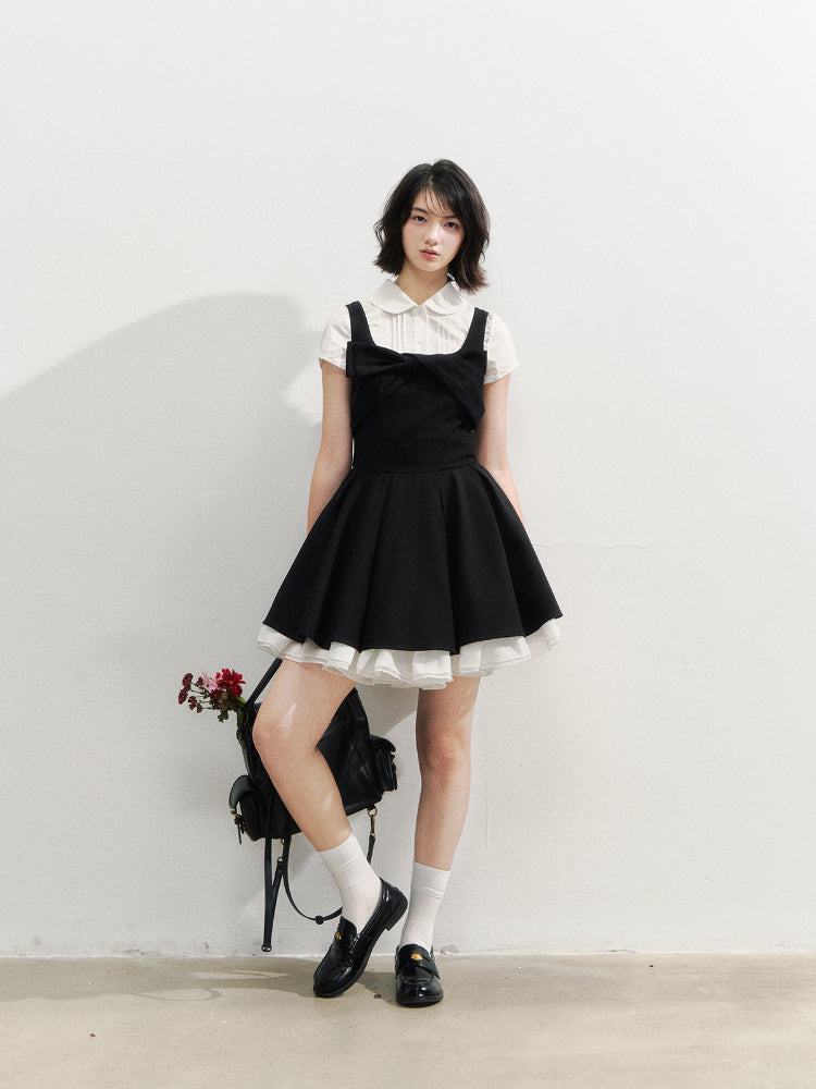 Black Retro Tiered Mini Dress