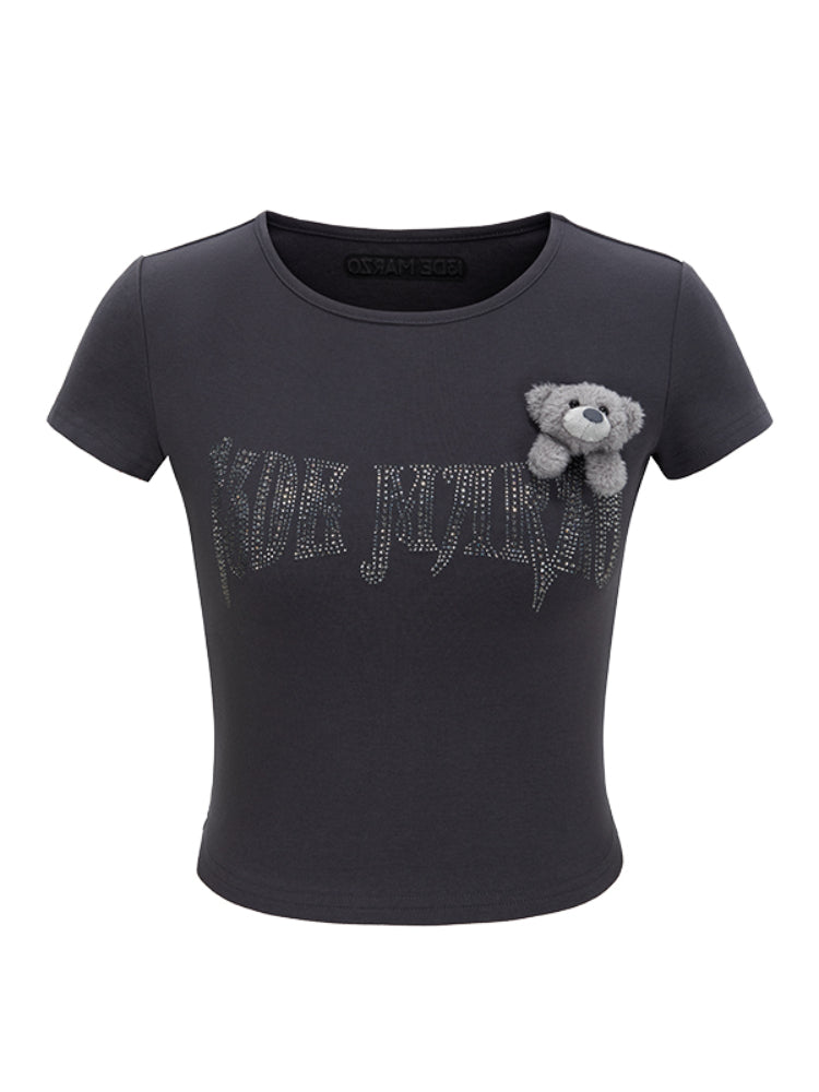 Rhinestone-like Slim Sweet-Spicy Cotton T-shirt