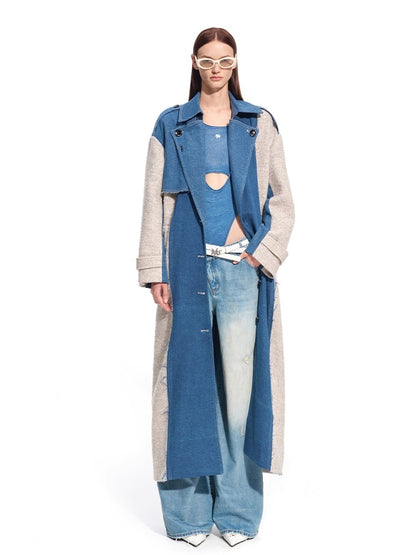 &quot;Caracal Series&quot; Washed Crinkle Denim Mesh Bodysuit