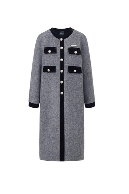 Gray Velvet Long Wool Coat