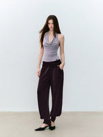 Purple & Blue Draped Halter Top