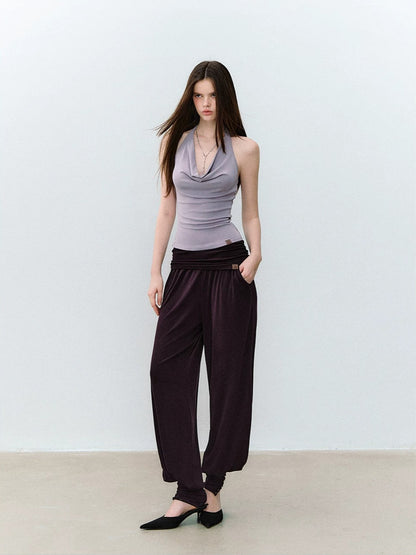 Purple &amp; Blue Draped Halter Top