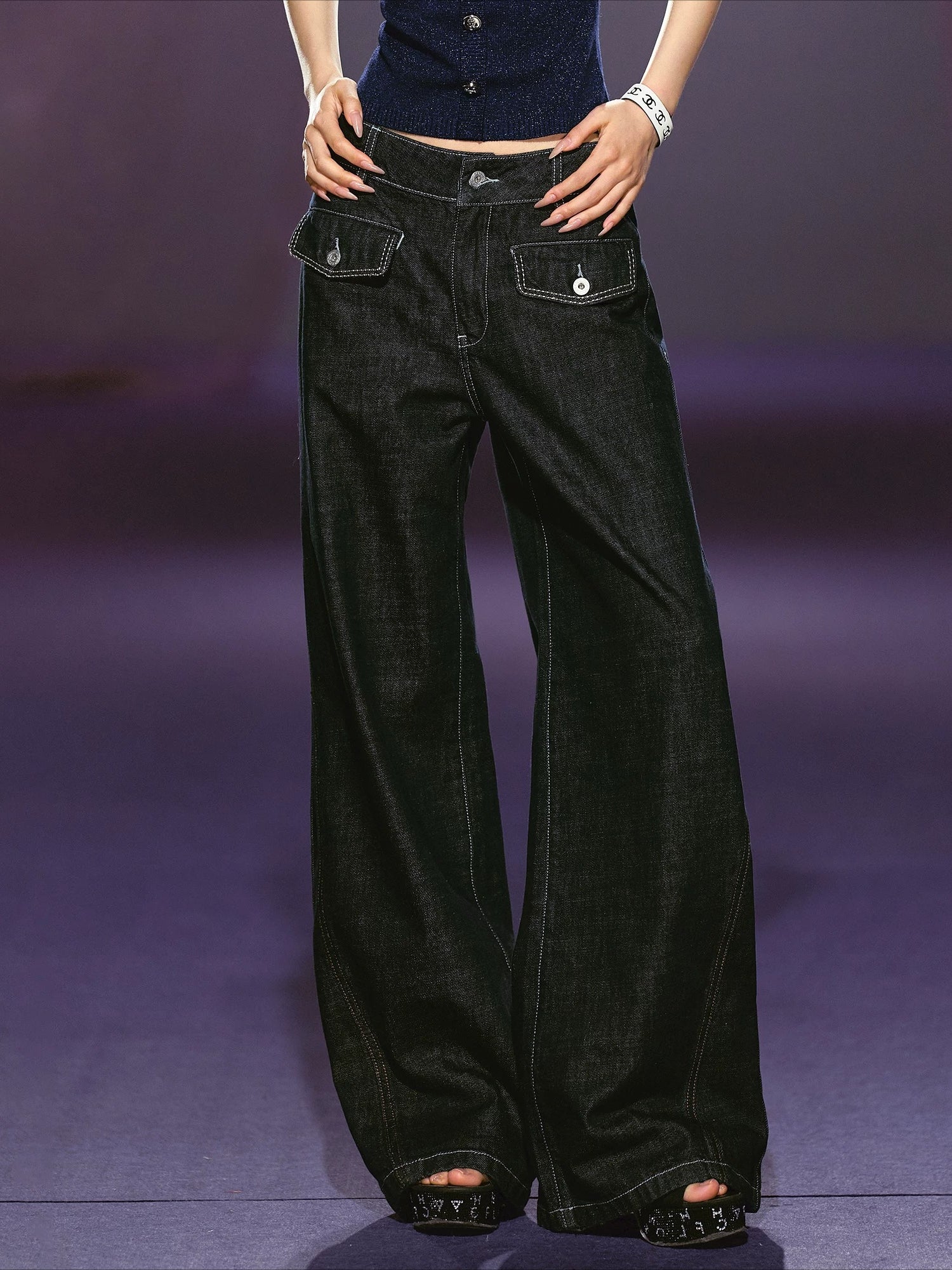 Wide-Leg Denim Trousers