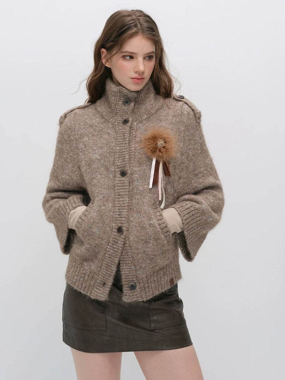 Vintage Mandarin-Collar Cardigan
