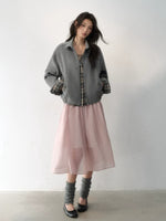 Layered Plaid Wool Blend Jacket