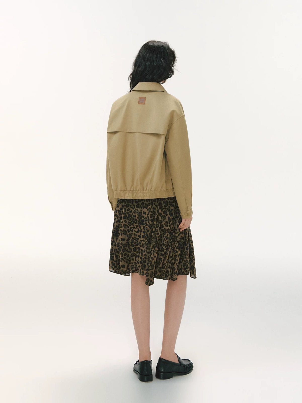Pleated Collar Cropped Jacket