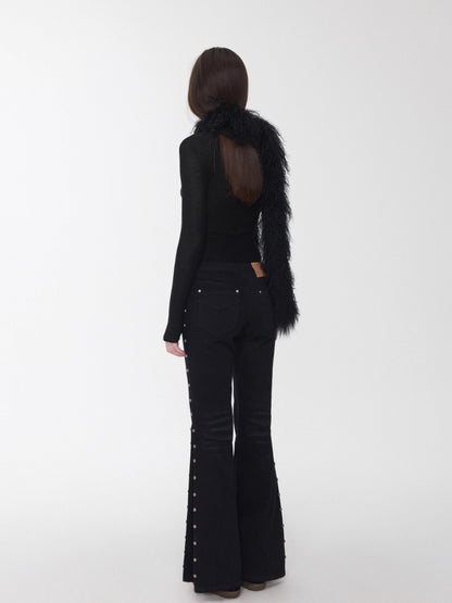 Crewneck Textured Open-Knit Wool Sweater