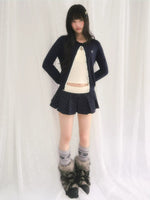 Contrast Waist Pleated Mini Skirt