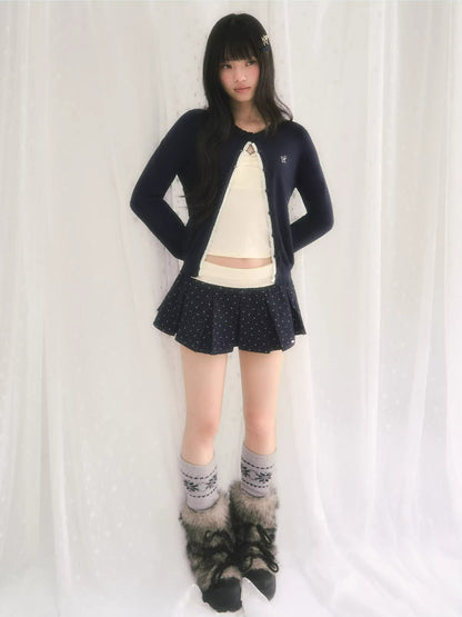 Contrast Waist Pleated Mini Skirt