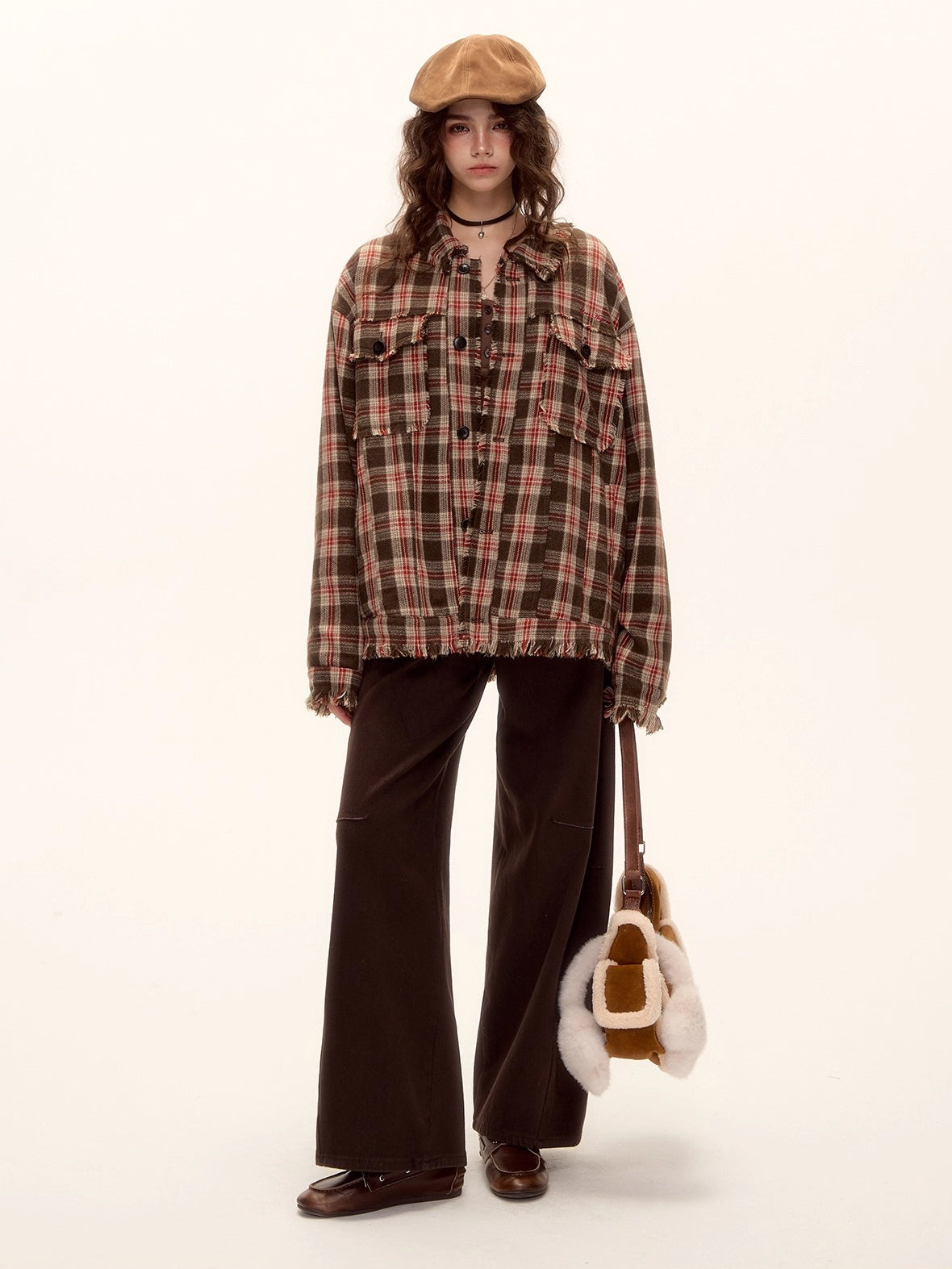 Belted Contrast Stitch Denim Pants