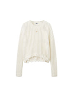 Distressed Mohair Wool Knit Top