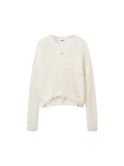 Distressed Mohair Wool Knit Top