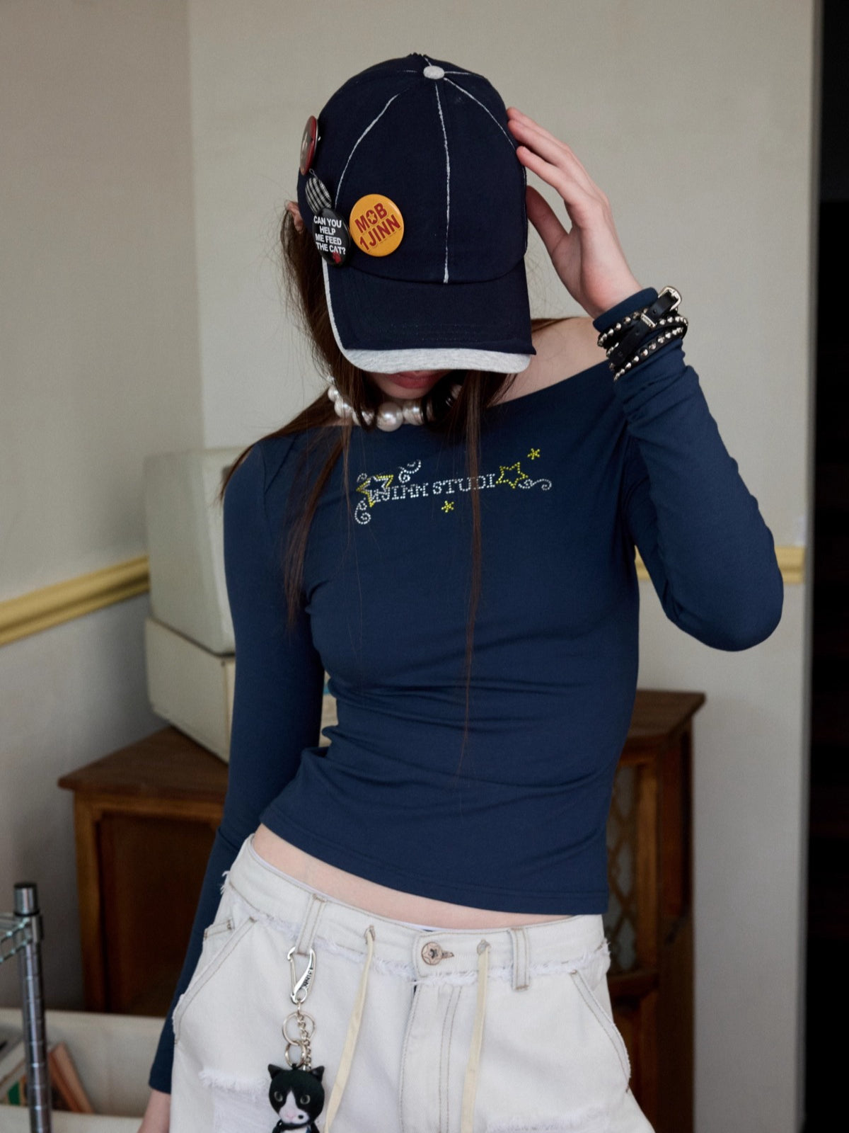 Plaid-Panel Badge Baseball Cap