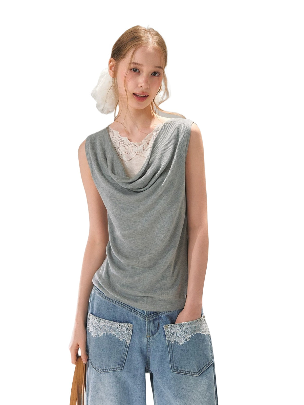 Lace Patch Knit Tank