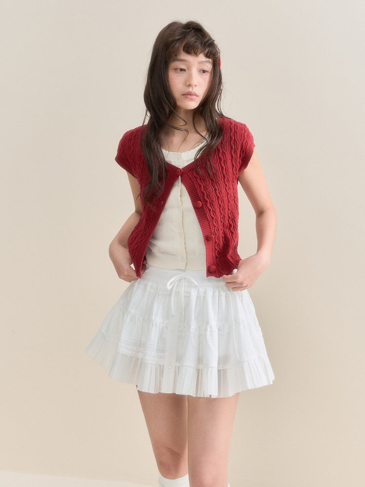 Pure White Lace A-line Tulle Skirt